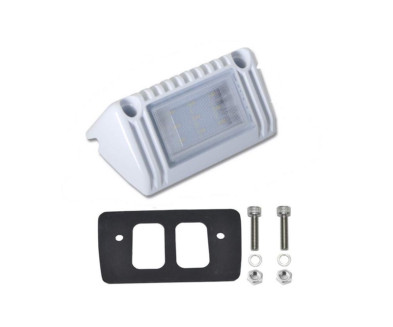 Raycharm 5" RV & Boat Exterior LED Work Lighting Fixture, 40Â° Down Angle Flood Beam, 6000K Cool-White, 12V/24V DC, High Lumen Output Low Current Draw, Waterproof White Finish, 1-Pack - Image 3